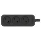 Колодка 3 розетки без зазeмления черная KX-3-B