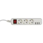 Удлинитель электрический U-3es-1,5m-USB c заземлением с выключателем 3 розетки + 3xUSBA 1,5м 10А
