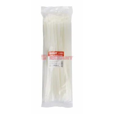 Хомут-стяжка кабельная нейлоновая 400x7,6 мм, белая, упаковка 100 шт, REXANT