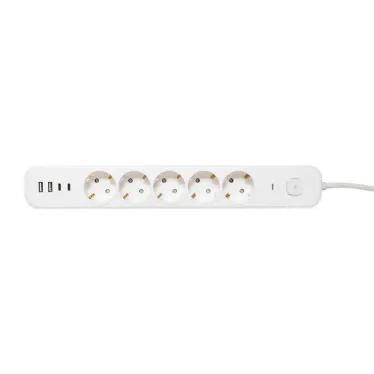 Удлинитель LUX 5 гнезд 2USB 2,4А+2type-C 1,5 метра 1,5мм2 EKF