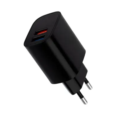 Устройство сетевое зарядное 2 x USB, 5V, 2.4 A, черное,