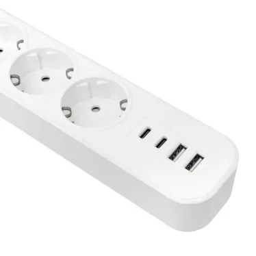 Удлинитель LUX 5 гнезд 2USB 2,4А+2type-C 3 метра 1,5мм2 EKF
