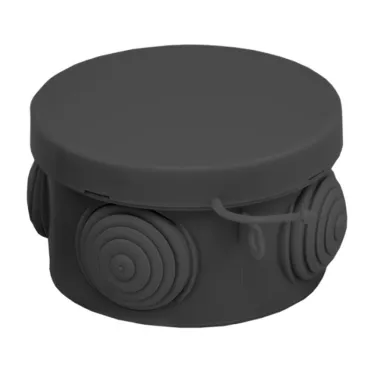 Коробка распаячная КМР-040-038 с крышкой (65х40) 4 мембранных ввода чёрная IP54