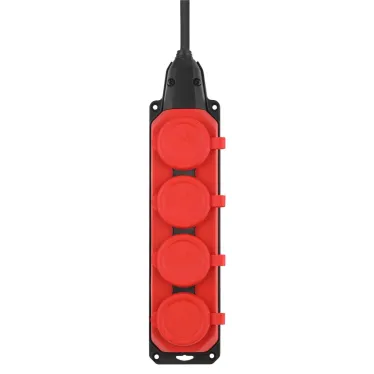 Удлинитель силовой UK-4e-3x1,5-5m-IP44(KG) с заземлением 4 розетки каучук 5м КГ 3х1,5мм2 IP44