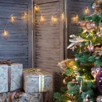 Гирлянда светодиодная Кристаллы бронзовые 10 LED, 1,5 м, прозрач. ПВХ, теплый белый свет свечения, 2хАА (батарейки не в компл.) | 304-019 | NEON-NIGHT