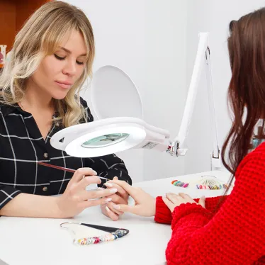 Лупа на струбцине , круглая, 5D, с подсветкой 96 LED, теплый и холодный свет, белая | 31-0535 | REXANT