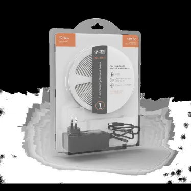 Лента светодиодная LED 5050/60-SMD 10 Вт/м 700 лм/м 3000К DC 12В IP20 10мм комплект лента и драйвер (блистер 5м) Basic Gauss