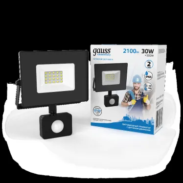 Прожектор светодиодный ДО 30 Вт 2850 лм 6500К AC 220В IP65 176х136х40мм с датчиком движения Elementary-S Gauss