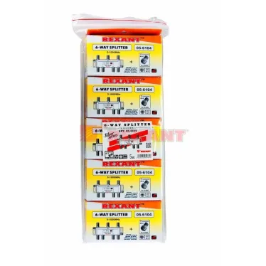 Делитель ТВ краб x 6 + 7шт. F BOX 5-1000 МГц Silver,