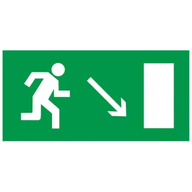 Этикетка самоклеящаяся 200х100мм Направление к эвакуационному выходу направо вниз