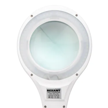 Лупа на струбцине , круглая, 5D, с подсветкой 90 LED, белая | 31-0403 | REXANT