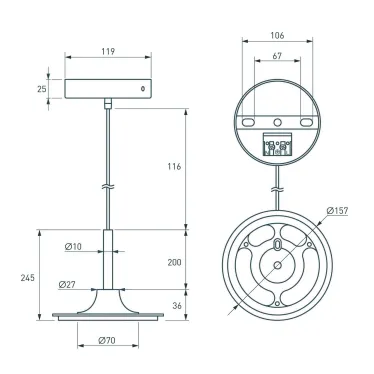 Подвес SPX-HANG-R150-L1400 (WH) (Arlight, Металл) | 041115 | Arlight