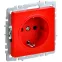 BRITE Розетка 1 пост с заземлением с защитными шторками 16А РС14-1-0-БрК красный