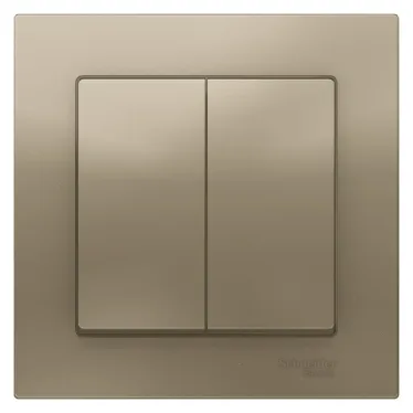 Выключатель двухклавишный ATLASDESIGN схема 5 10АХ в сборе шампань