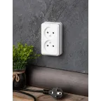 Рим Розетка двойная 10А без заземления белая