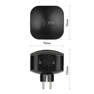 Тройник 3гнезда 220V + 2xUSB 2100mA , c заземлением, со шторками (черный) SP-3e-USB-BLACK