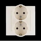 15 Розетка двойная 2Р+Е Schuko 16А 250В винтовой зажим слоновая кость