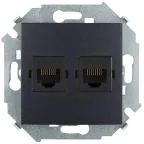 15 Розетка компьютерная двойная RJ45 кат.5е графит