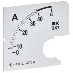 Шкала сменная для амперметра Э47 40/5А класс точности 1,5 72х72мм