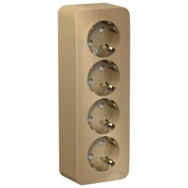 Розетка BLANCA наружная четырехпостовая, с заземлением, со шторками, с изолирующей пластиной, 16А, 250В, титан