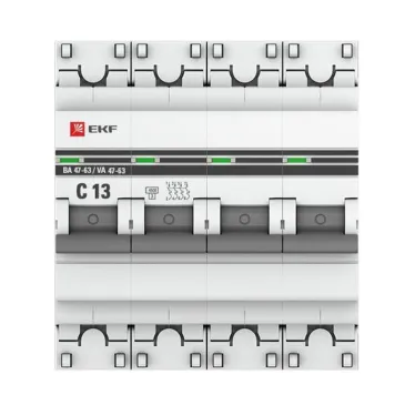 Выключатель автоматический четырехполюсный 13А С ВА47-63 4.5кА PROxima