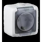 Розетка наружная с заземлением без шторок белая IP44