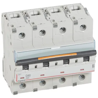 Выключатель автоматический четырехполюсный 80А D DX3 25кА