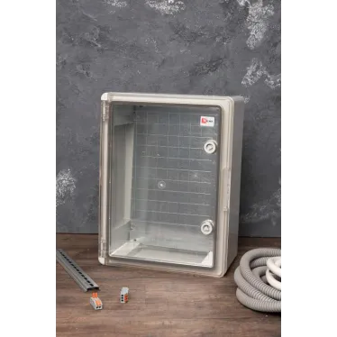 Бокс пластиковый с монтажной платой прозр. дверь 400х300х170 мм IP65 PROxima