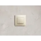 Выключатель одноклавишный, с подсветкой, бежевый, безвинтовые зажимы