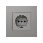 Накладка розетки с заземлением, Scudo, серый