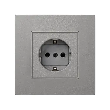 Накладка розетки с заземлением, Scudo, серый
