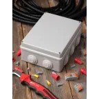 Коробка распаячная КМР-050-042 пылевлагозащитная 10 мембранных вводов уплотнительный шнур (190х140х70) PROxima