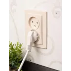 Розетка двухместная СП без заземления 10А бежевый с защитными шторками Минск