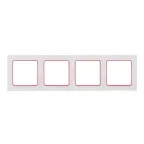 Стокгольм Рамка 4-местная белая с линией цвета красный