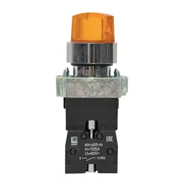 Переключатель BD21 2P c желтой подстветкой 24В NO PROxima