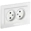 BRITE Розетка двойная без заземления без защитных шторок 10А в сборе РС12-2-БрБ белый