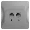 GLOSSA Розетка телефон/компьютер RJ11+RJ45 категория 5е в рамку алюминий