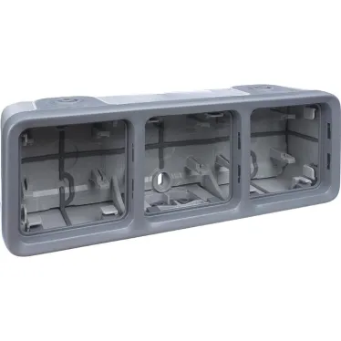 Коробка трехпостовая горизонтальная, цвет серый