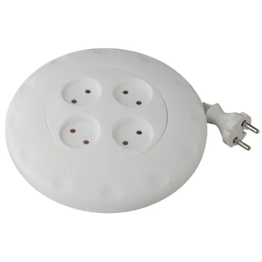 Удлинитель (белый) рулетка, без заземл, 2x0.75мм2, 4гн, 7м (10/350) UR-4-7 м-W