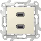 Коннектор 2хUSB, слоновая кость