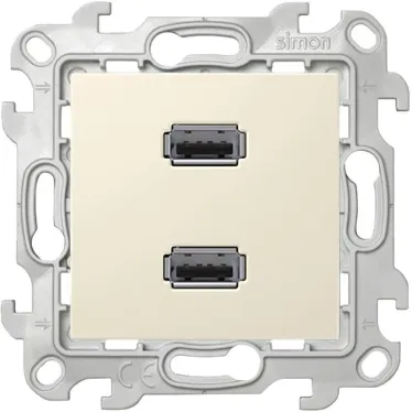 Коннектор 2хUSB, слоновая кость