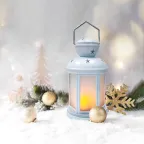 Декоративный фонарь 12х12х20,6 см, белый корпус, теплый белый цвет свечения с эффектом пламени свечи | 513-067 | NEON-NIGHT