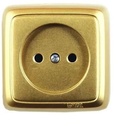 Розетка наружная со шторками с изоляционной пластиной золото