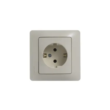 Glossa Бежевый Розетка с заземлением (в сборе с рамкой) | GSL000242 | SE