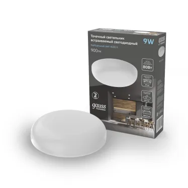 Встраиваемый светильник Frameless круг 9W 4000K 1/60 | 967511209 | Gauss