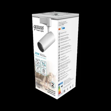 Светильник светодиодный трековый на шинопровод ДПО 20 Вт 1650 лм 4000К AC 220В Белый IP20 D85х210мм однофазный угол 24 грд Track Gauss