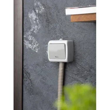 Выключатель 1-клавишный с индикатором 10А Мурманск серый