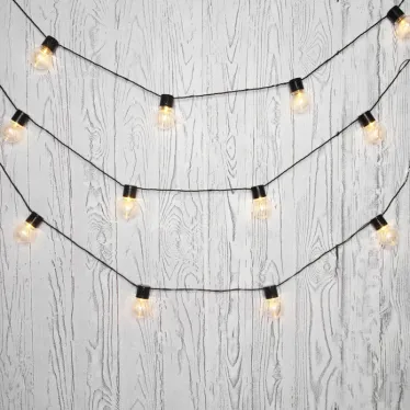 Лофт-гирлянда светодиодная 5 м, черный ПВХ, 20 LED, теплое белое свечение | 303-066 | NEON-NIGHT