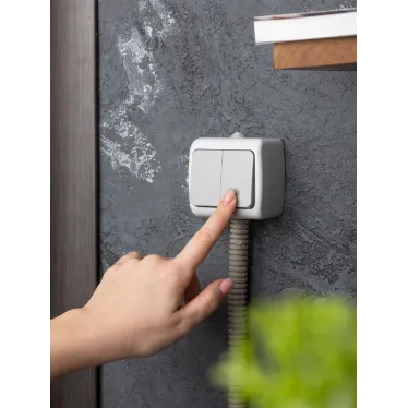 Выключатель Мурманск 2-клавишный 10А IP54 серый