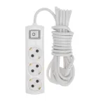 Удлинитель PREMIUM 3 гнезда, 5м, 3х1,5мм², с/з, с выключателем, белый | 13-4105 | REXANT